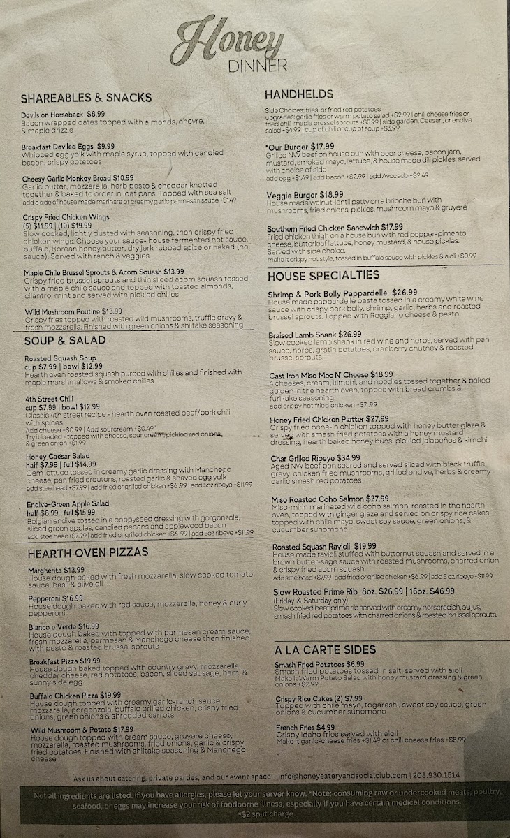 Menu Honey Eatery And Social Club-4