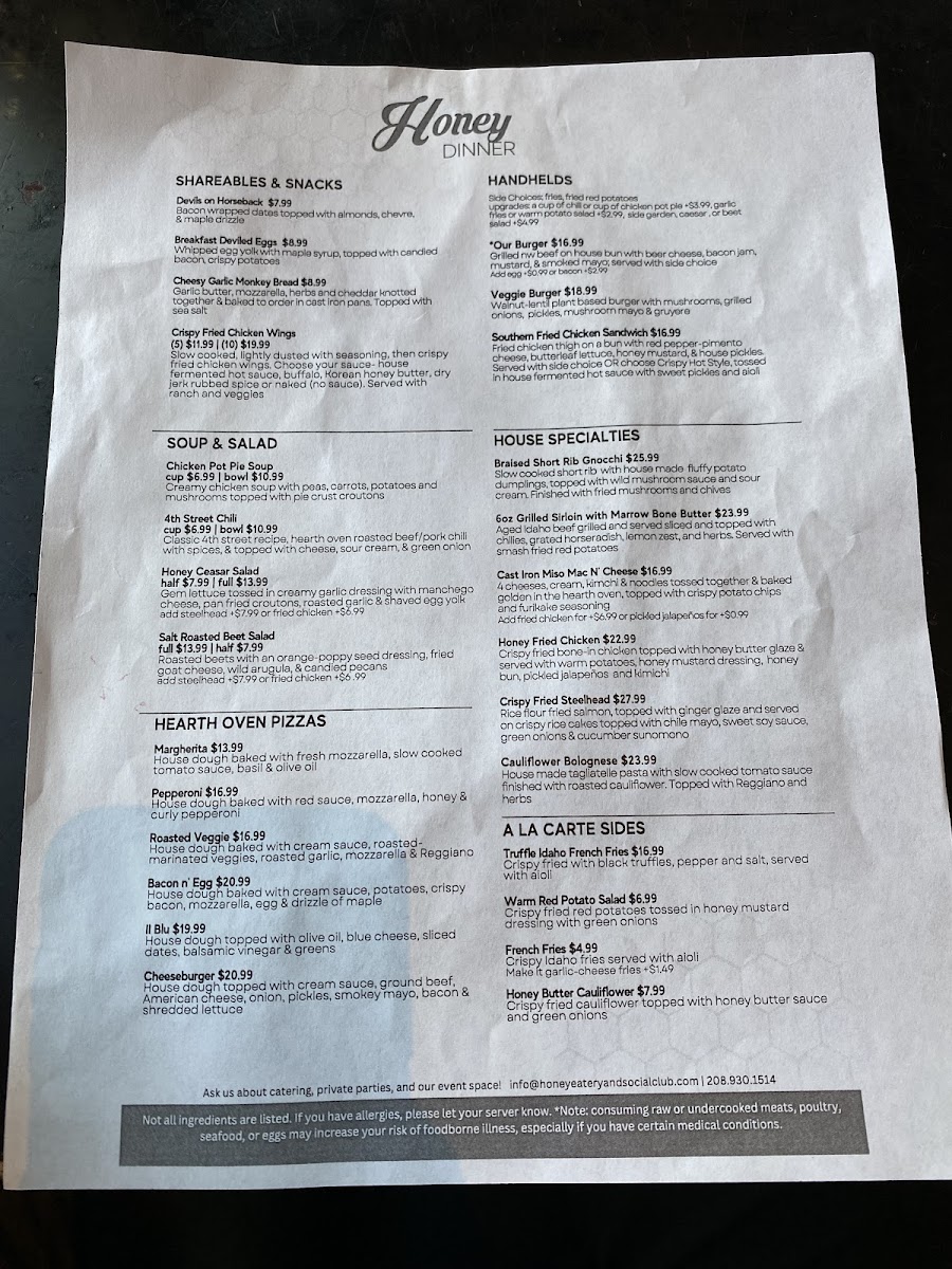 Menu Honey Eatery And Social Club-9