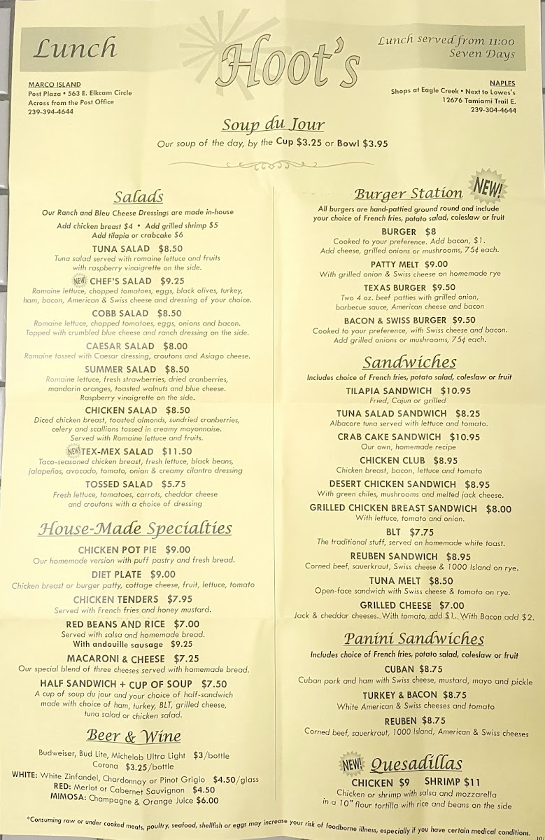 Menu Hoot's Breakfast & Lunch-9