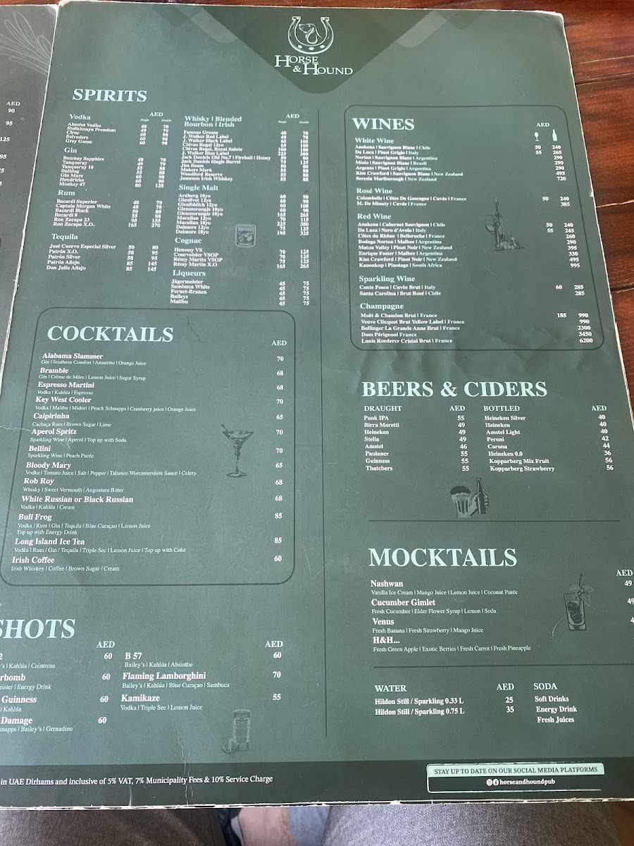 Menu Horse & Hound-3
