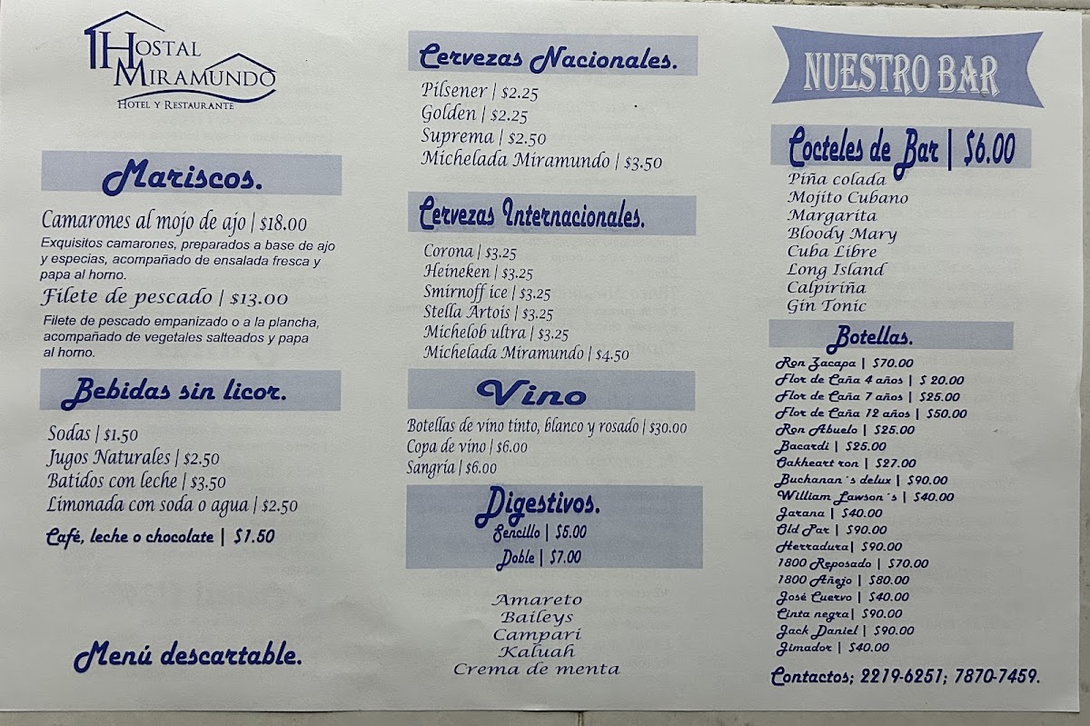 Menu Hostal Miramundo-2