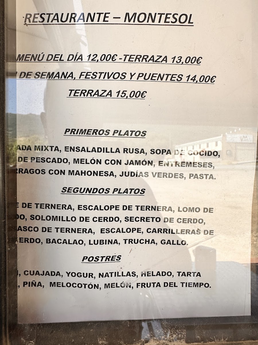 Menu Hostal Restaurante Montesol-1