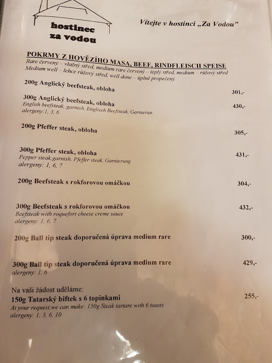 Menu Hostinec Za Vodou-8
