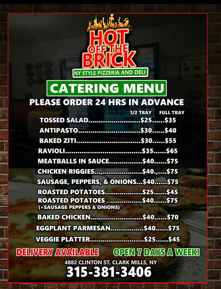 Menu Hot Off The Brick New York Style Pizza-2