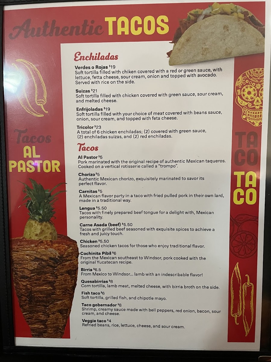 Menu Hot Tacos Restaurant - Windsor-2