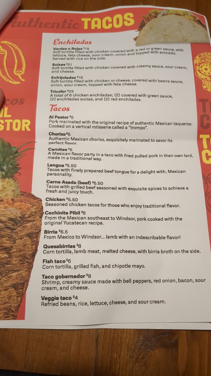 Menu Hot Tacos Restaurant - Windsor-6
