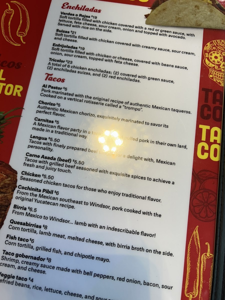 Menu Hot Tacos Restaurant - Windsor-7