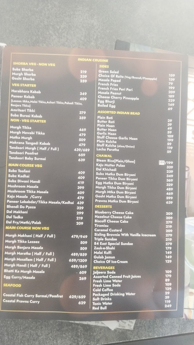 Menu Hotel 84 East-1