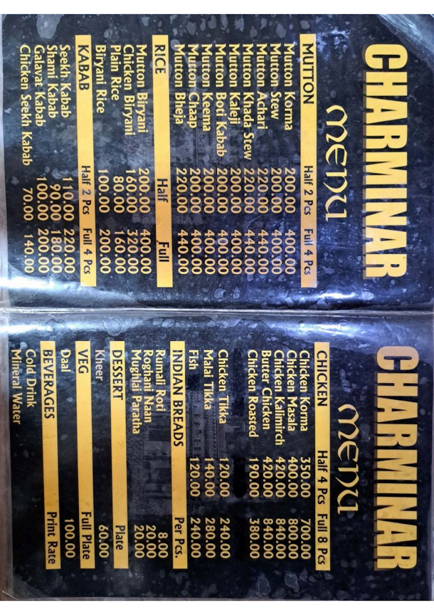 Menu Hotel Charminar-1