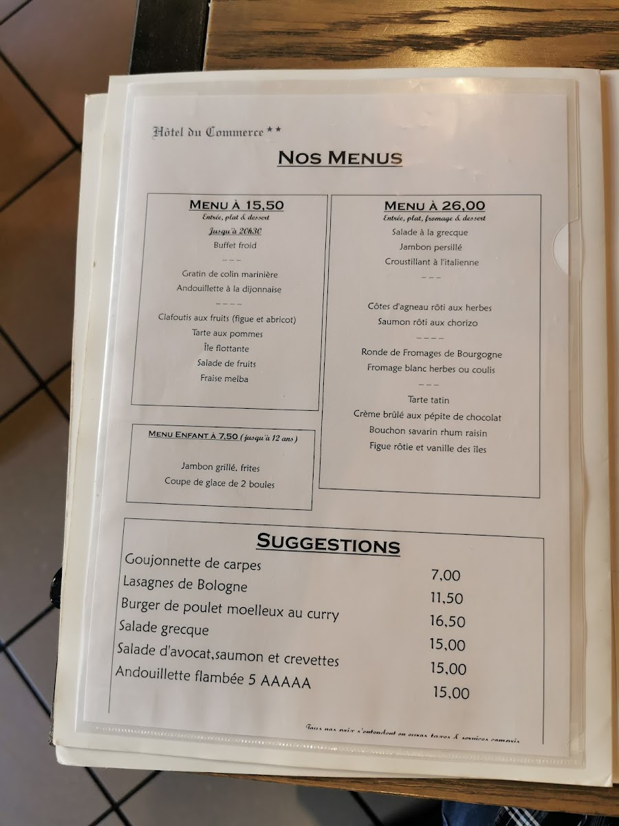 Menu Hôtel-Restaurant Du Commerce-3