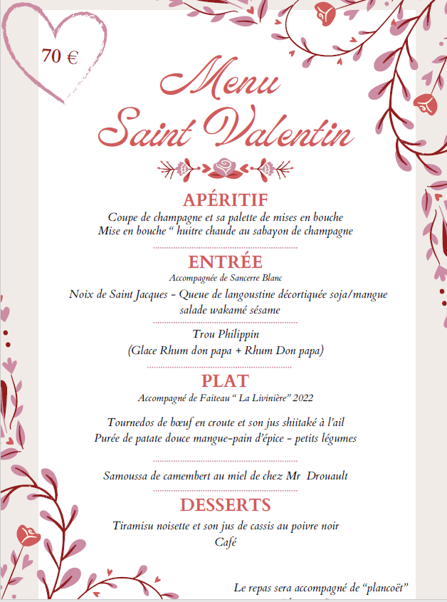 Menu Hôtel Restaurant La Croix Verte-1
