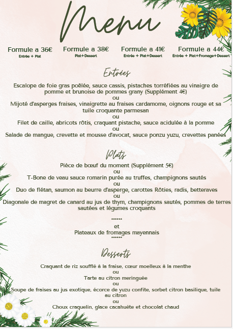 Menu Hôtel Restaurant La Croix Verte-3