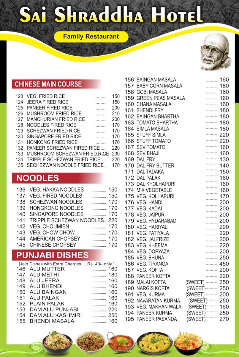 Menu Hotel Sai Shraddha-2