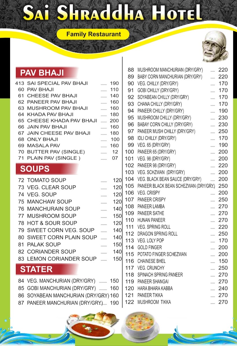 Menu Hotel Sai Shraddha-3