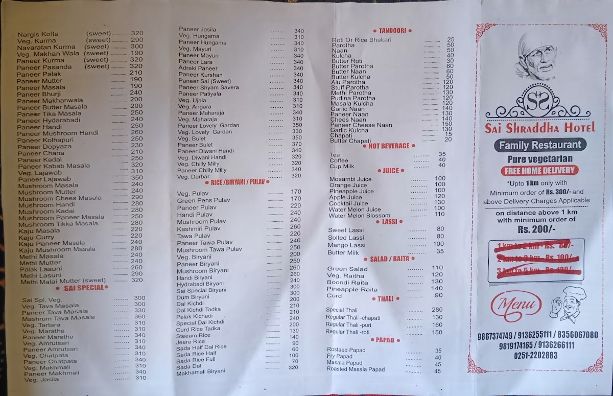 Menu Hotel Sai Shraddha-5
