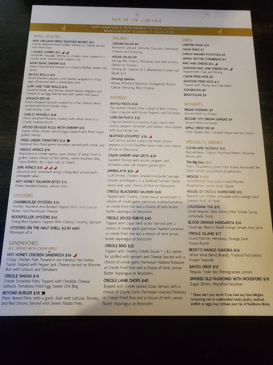 Menu House Of Creole Cleveland-2