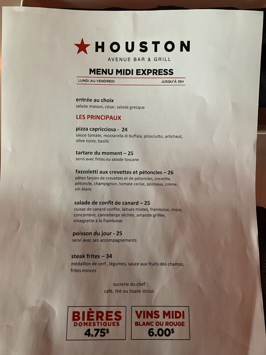 Menu Houston Avenue Bar & Grill-5