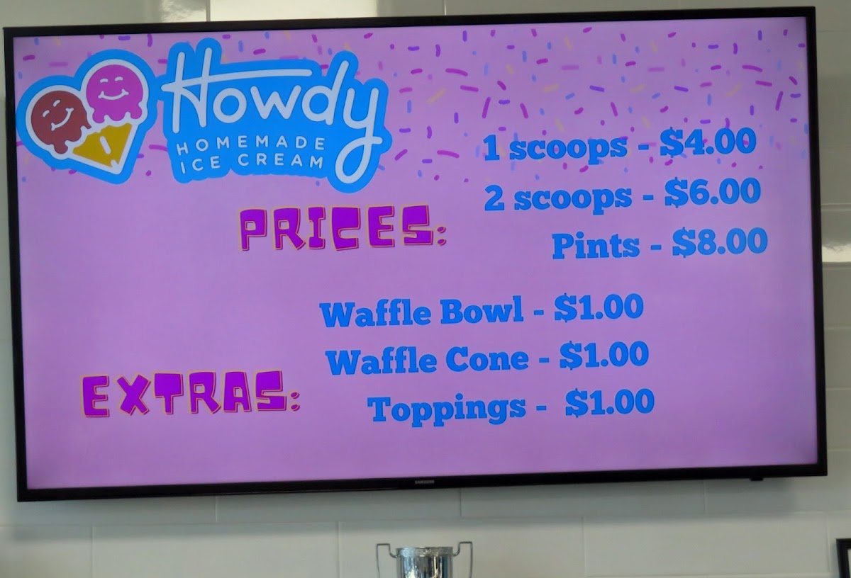 Menu Howdy Homemade Ice Cream Katy-2