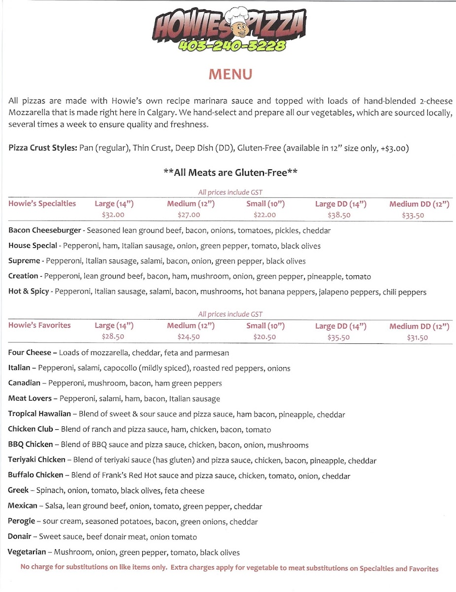 Menu Howie's Pizza-2