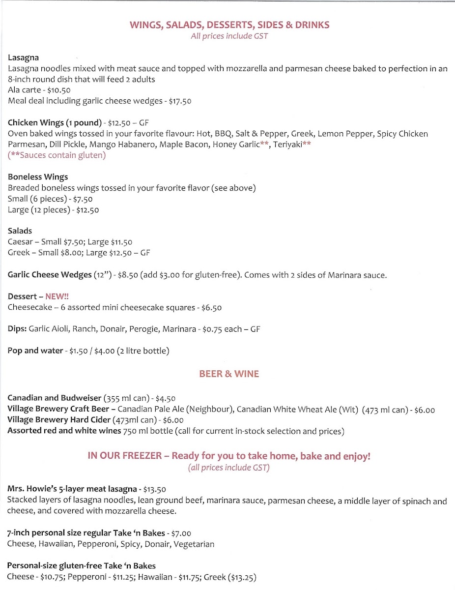 Menu Howie's Pizza-3