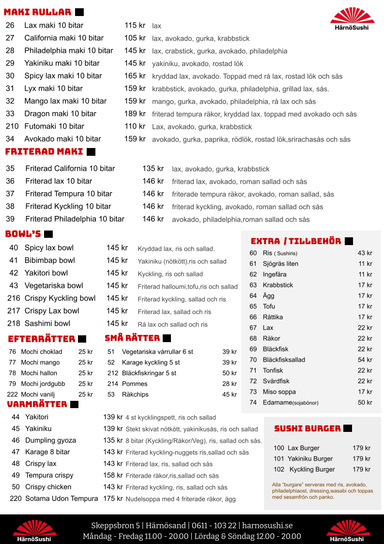 Menu Härnö Sushi Restaurang Ab-2