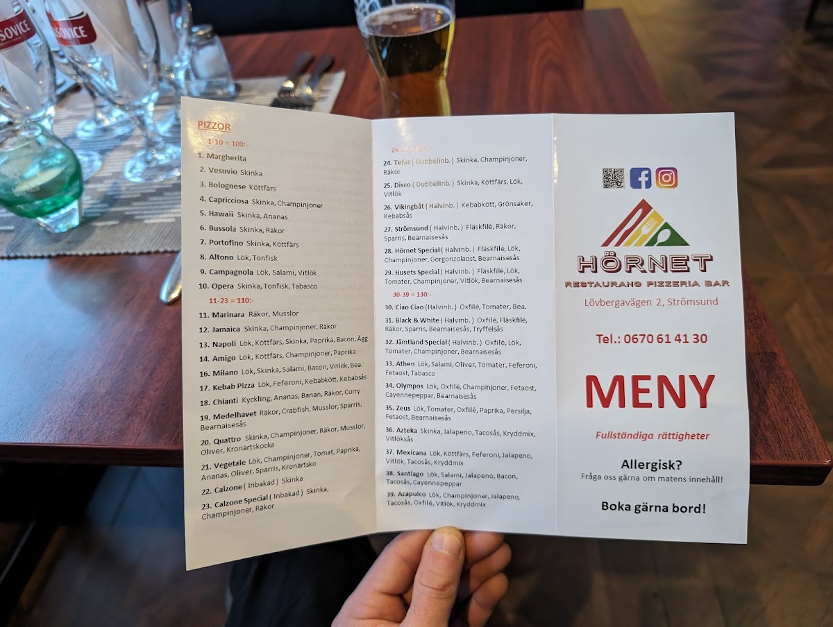 Menu Hörnet Restaurang & Pizzeria & Bar-1