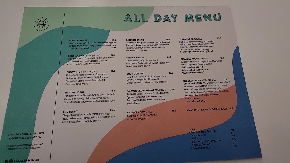 Menu Humble Rays Carlton-7
