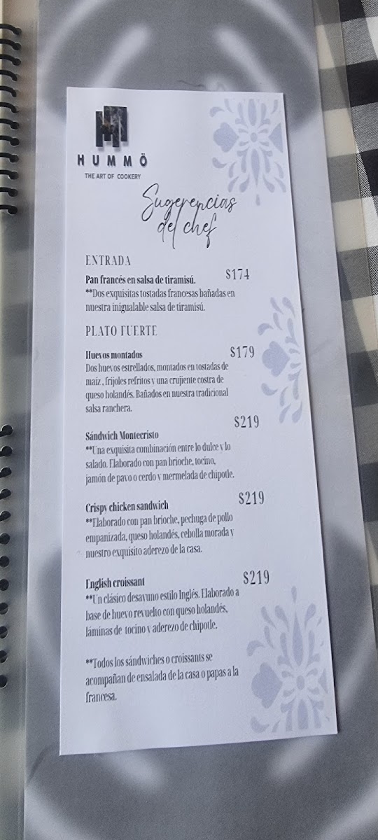 Menu Hummö - The Art Of Cookery-1