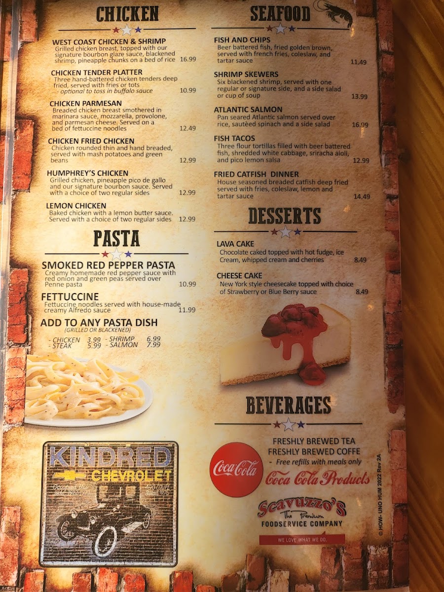 Menu Humphreys Bar & Grill-2