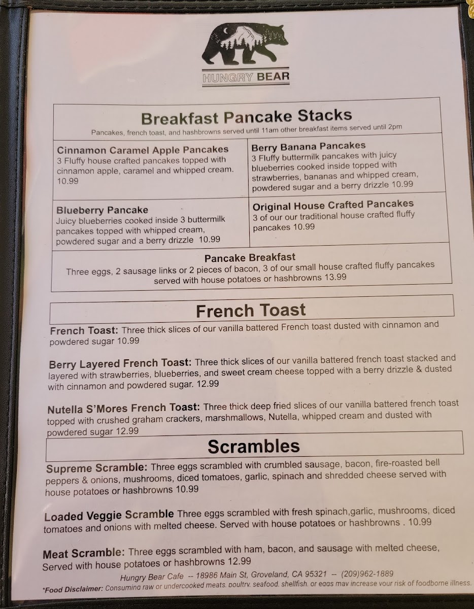 Menu Hungry Bear Cafe-1