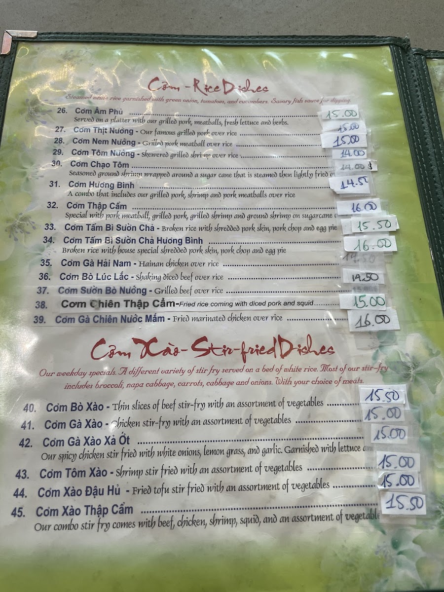 Menu Hương Bình Restaurant-2