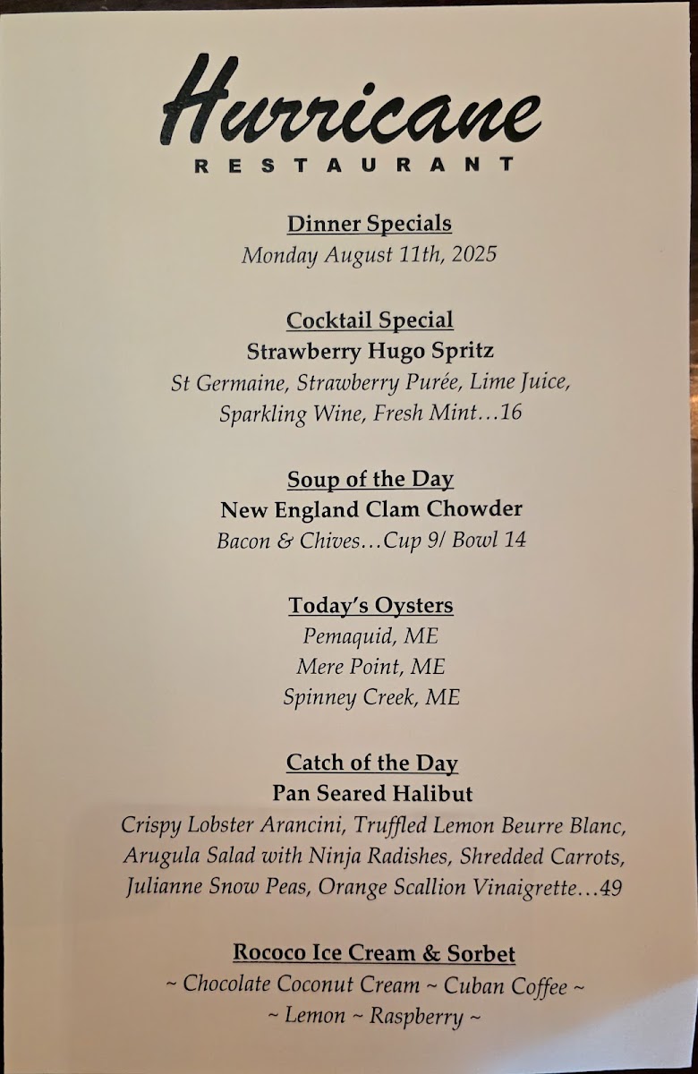 Menu Hurricane Restaurant-1