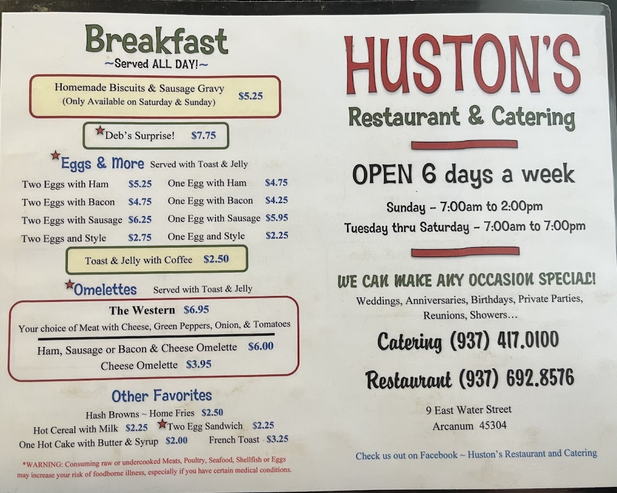 Menu Hustons Restaurant-1