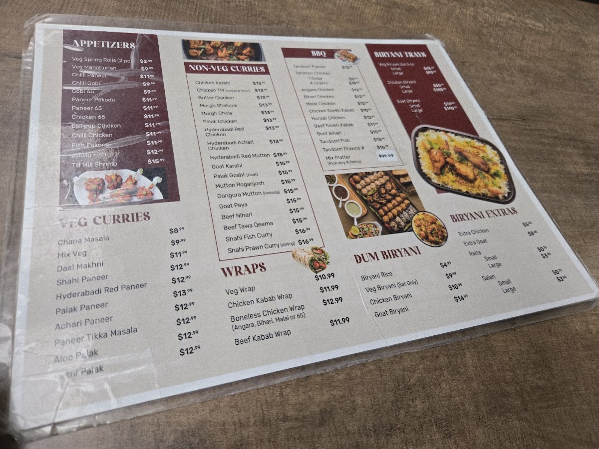 Menu Hyderabad House Calgary Nw-7