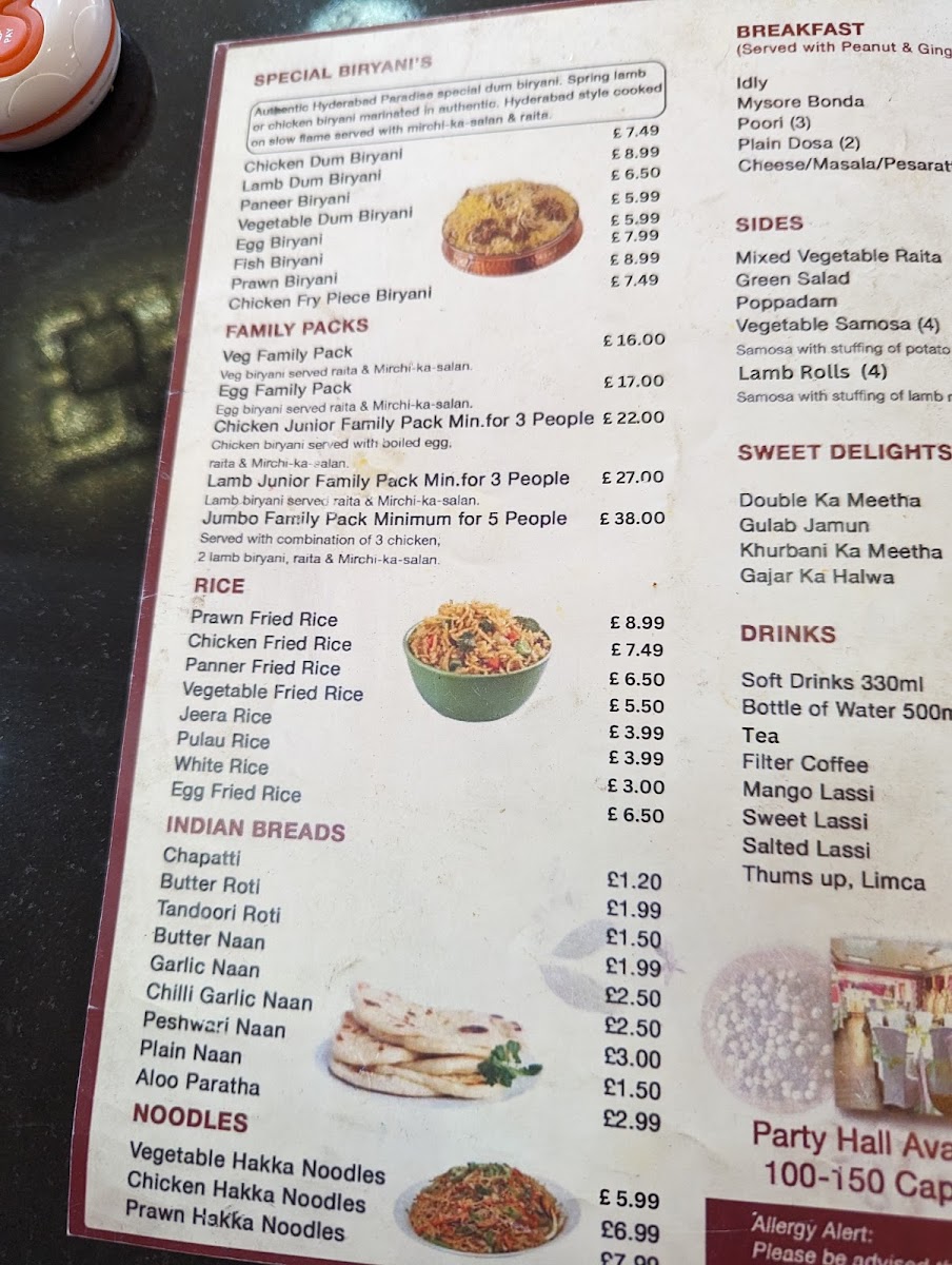 Menu Hyderabad Paradise-10
