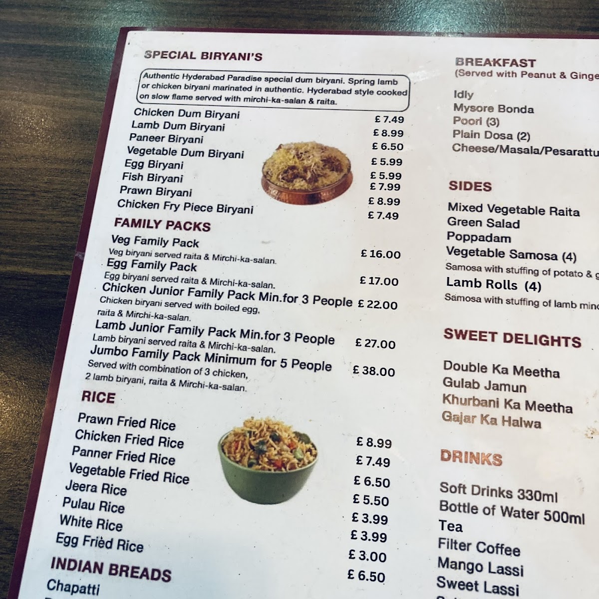 Menu Hyderabad Paradise-3