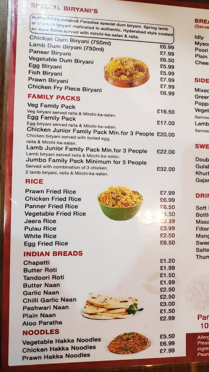 Menu Hyderabad Paradise-5