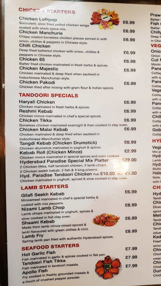 Menu Hyderabad Paradise-7