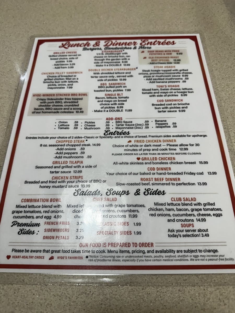 Menu Hyde's Restaurant, Inc.-3