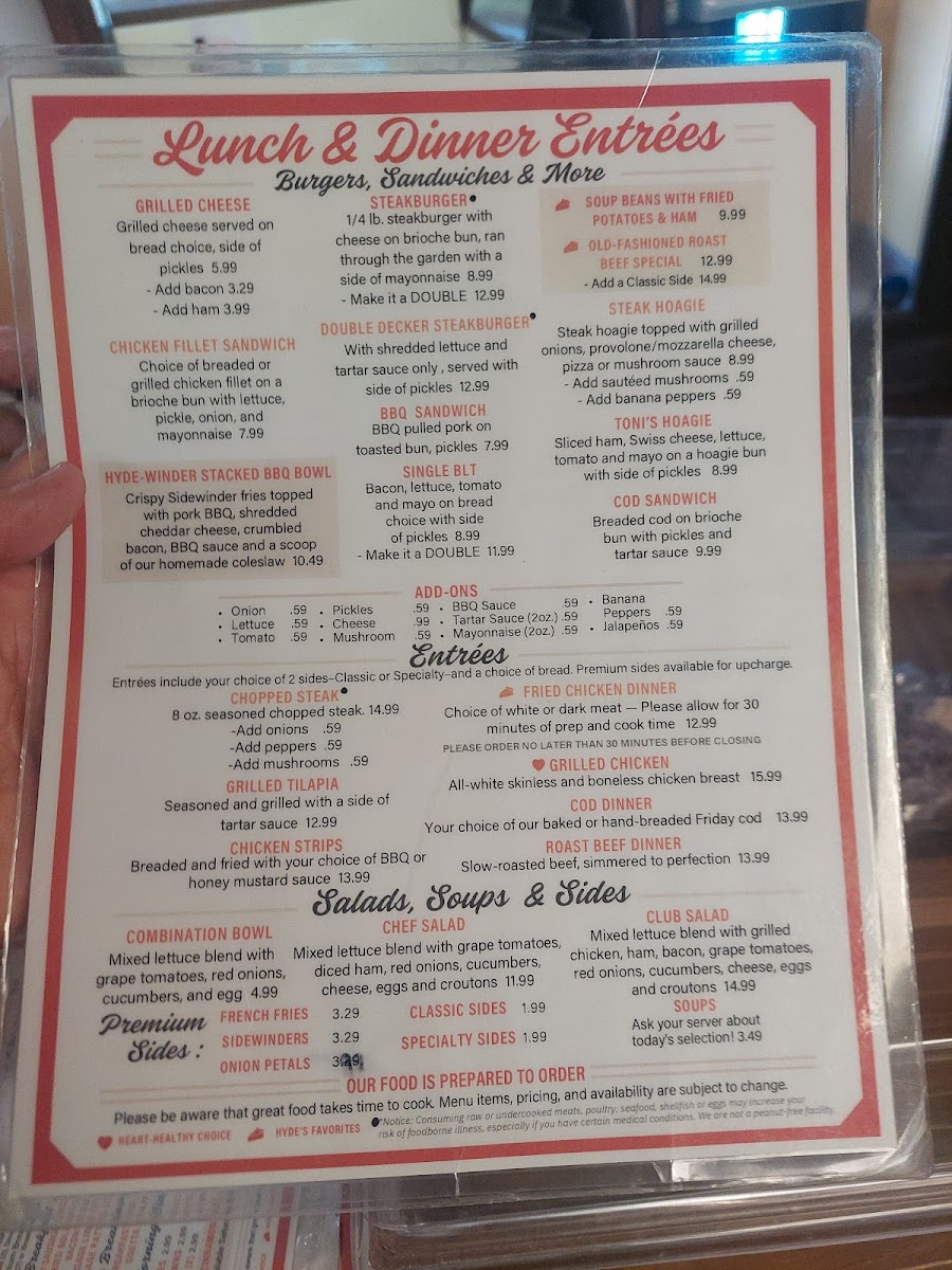 Menu Hyde's Restaurant, Inc.-4