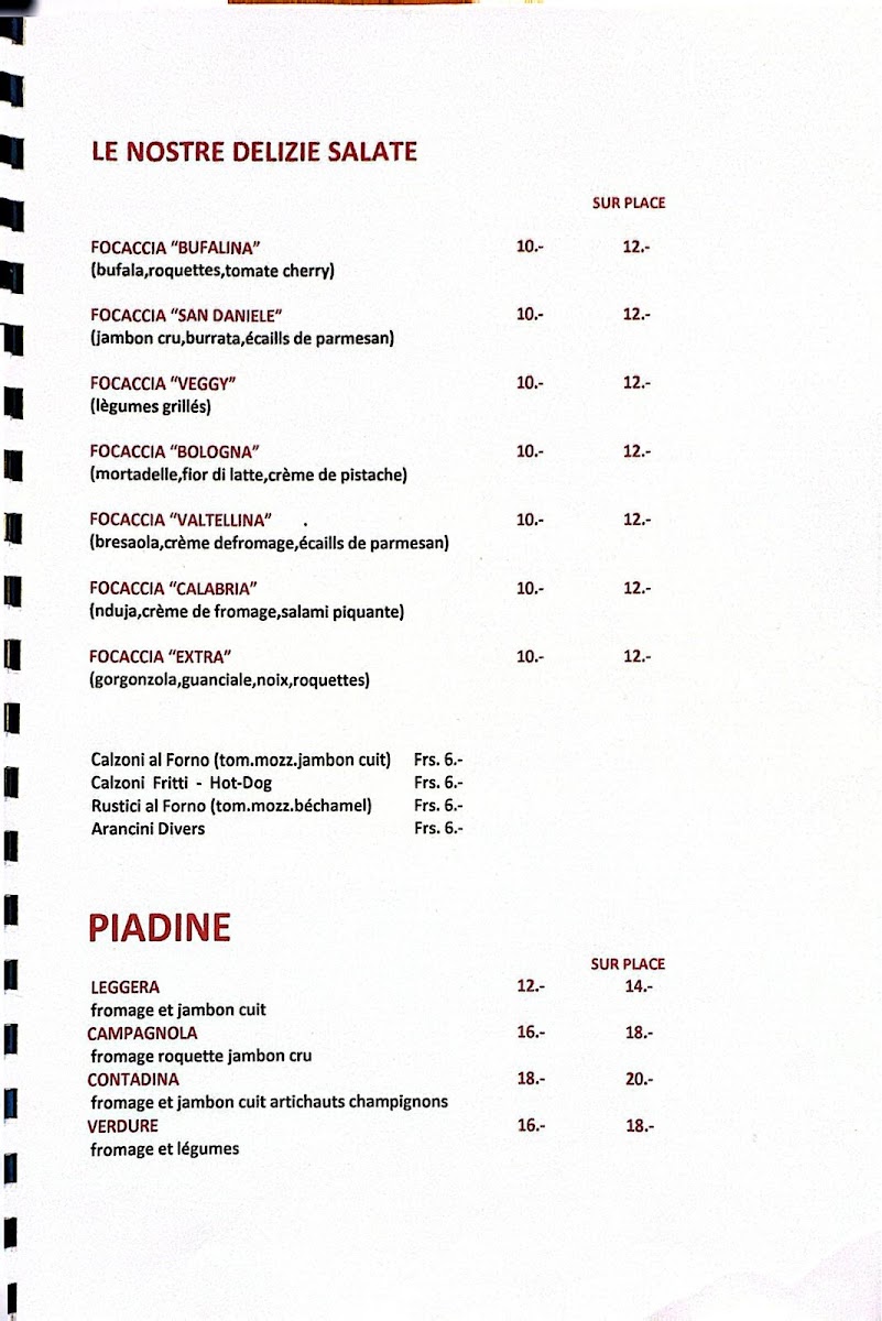 Menu I ❤️ Italy, Pasta, Pizza & Piadina, Lausanne-1