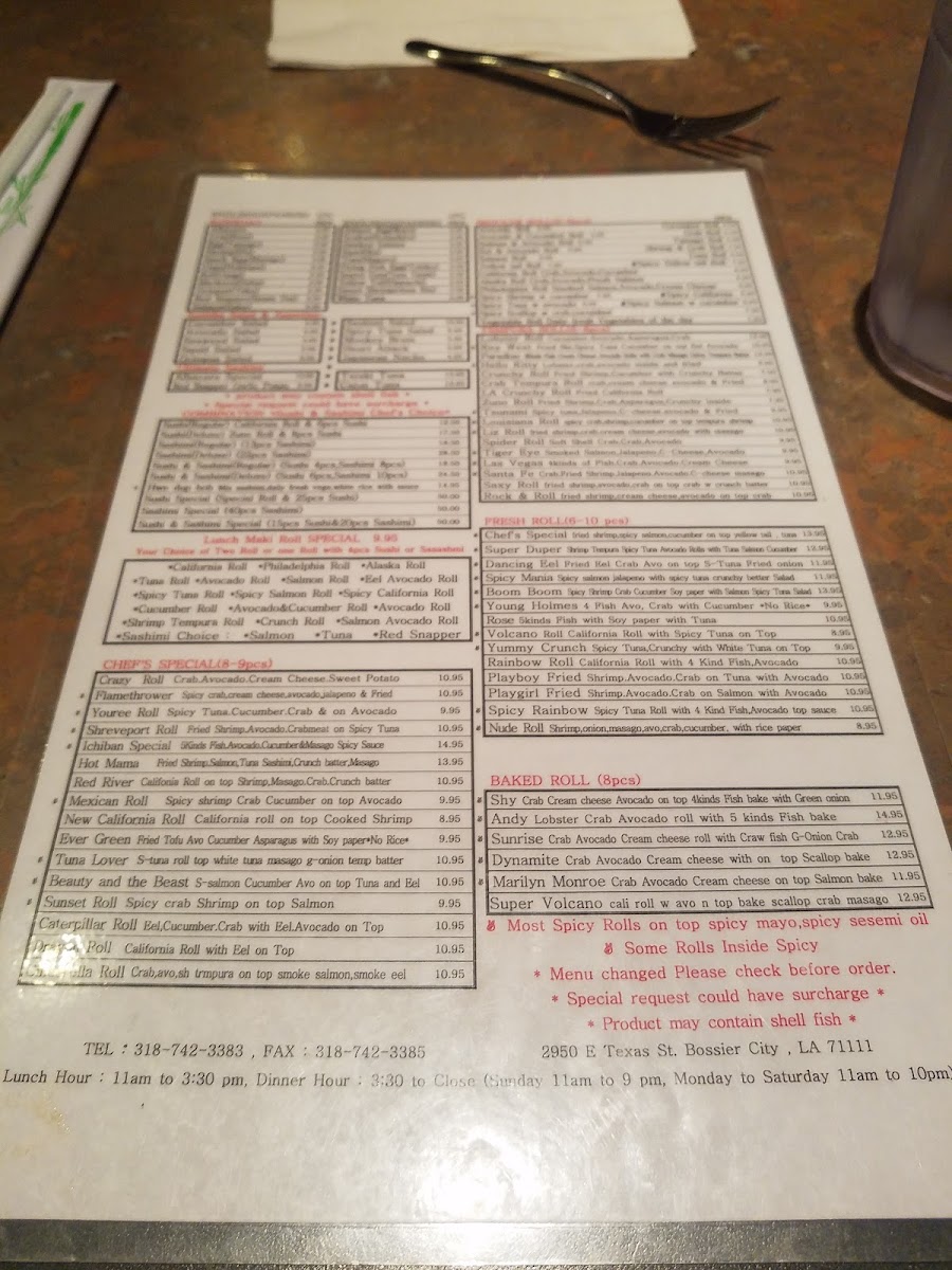 Menu Ichiban Sushi Grill Bossier-10