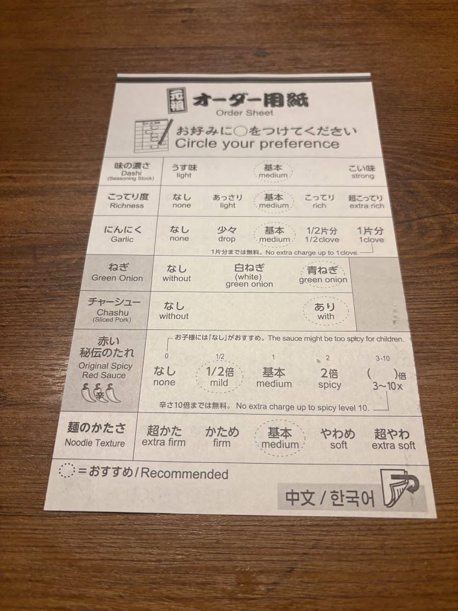 Menu Ichiran-9