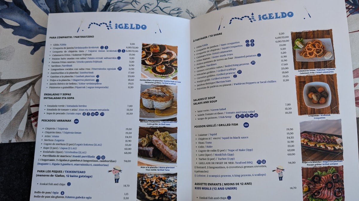 Menu Igeldo Jatetxea. Arrain Eta Itsaskien Berezitasuna-1