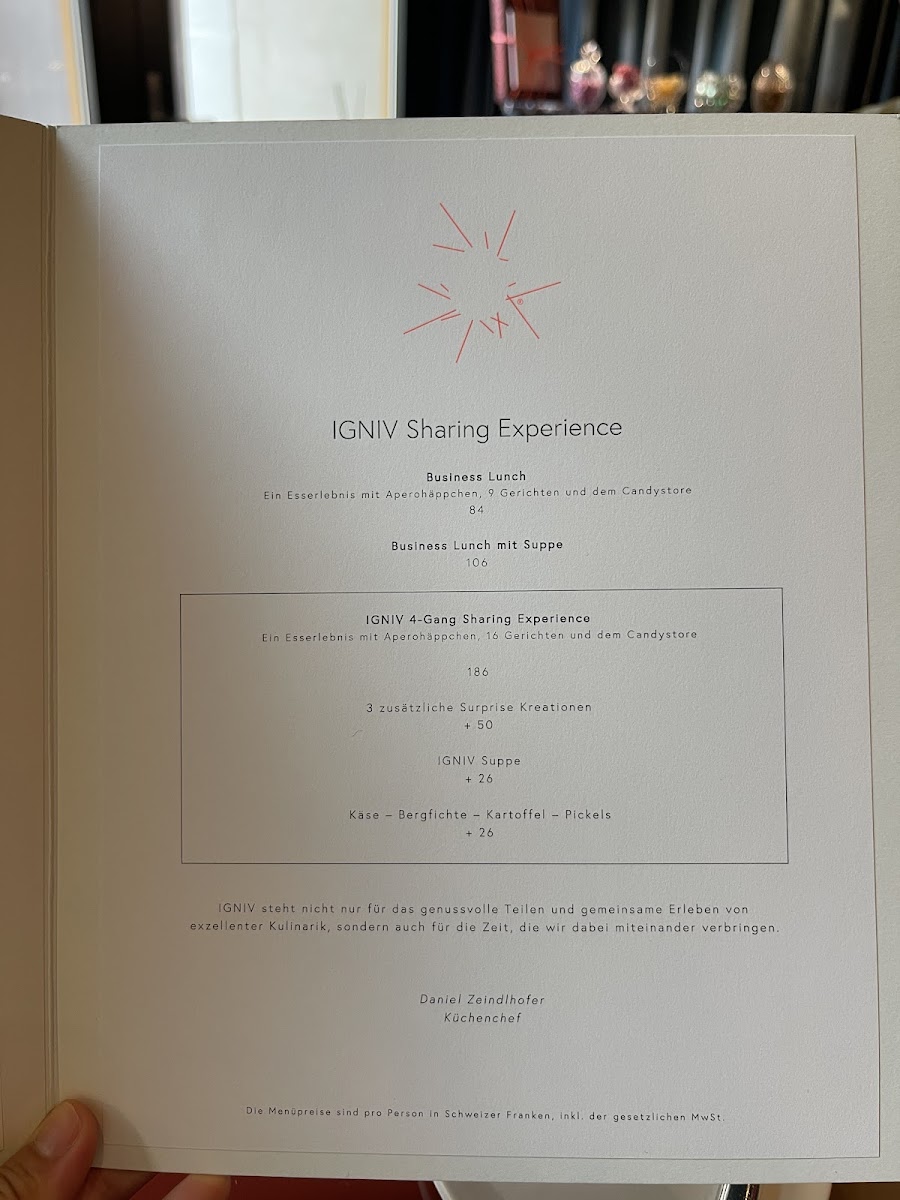 Menu Igniv Zürich By Andreas Caminada-2