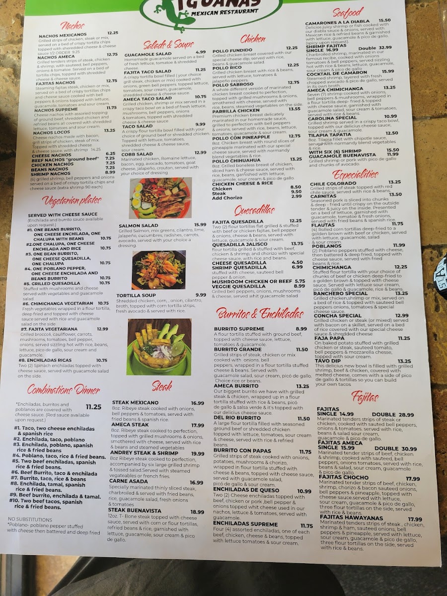 Menu Iguanas Mexican Restaurant-1