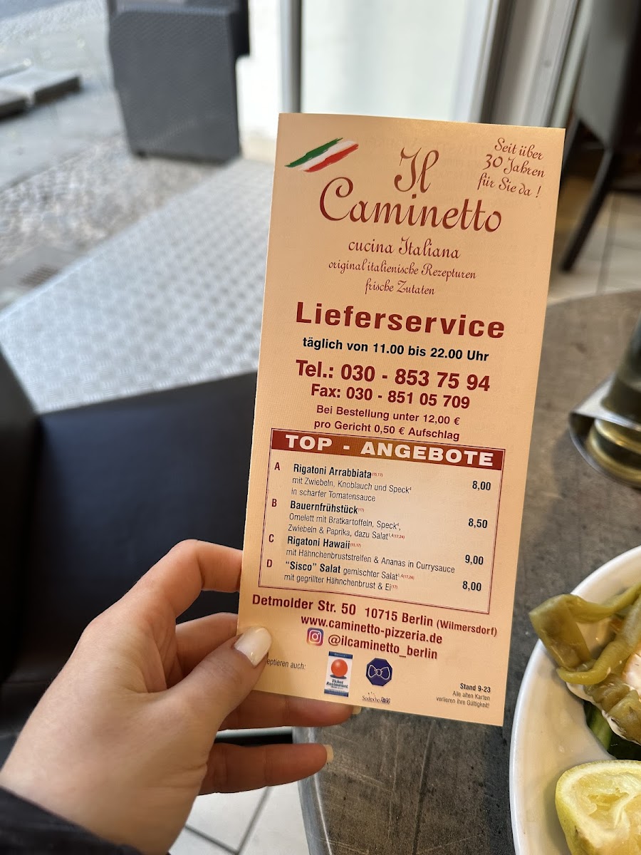 Menu Il Caminetto Pizzeria Restaurant-1