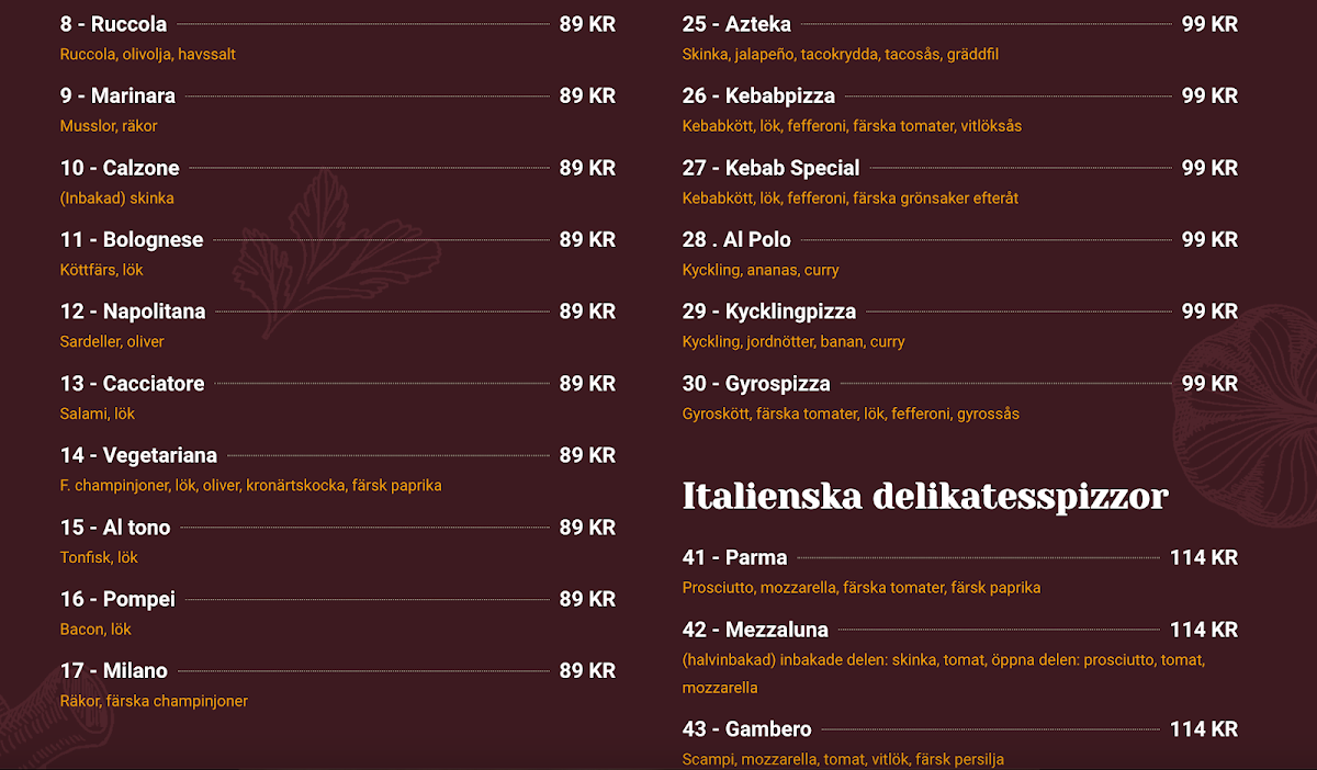 Menu Il Forno Castello - Restaurang & Pizzeria Huddinge-2