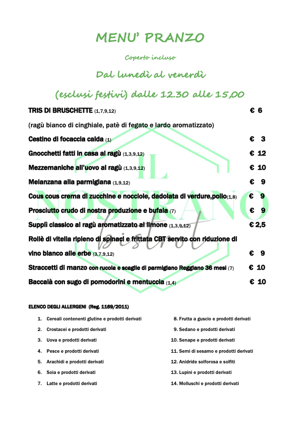 Menu Il Nostrano Bistrot-1