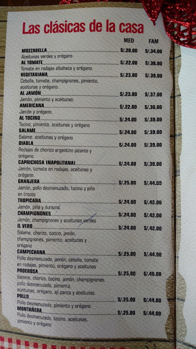 Menu Il Vero Pizzería-1